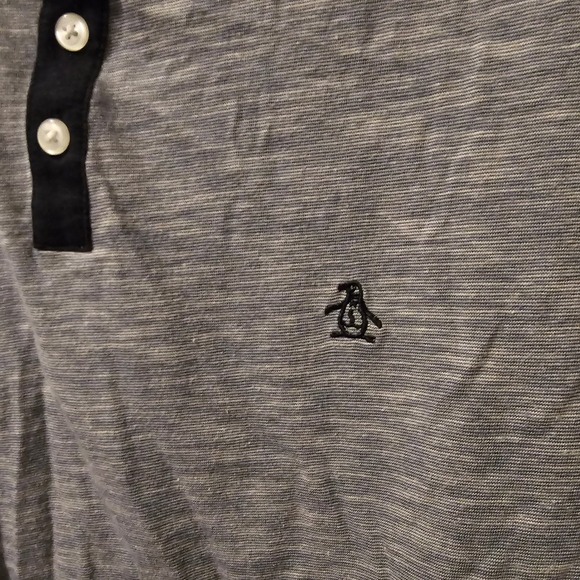 Original Penguin Mens Long Sleeve Henley Shirt Gray Heathered Size Large - Picture 3 of 5